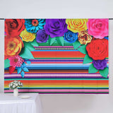 Mexican Themed Fiesta Vinyl Photography Backdrop, Cinco De Mayo Striped Photo Booth Background