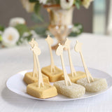 100 Pack Natural Eco Friendly Giraffe Bamboo Mini Forks, 4inch Double Pronged Biodegradable Cocktail