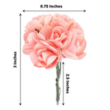 144 Pack | Pink Paper Mini Craft Roses, DIY Craft Flowers With Wired Stem