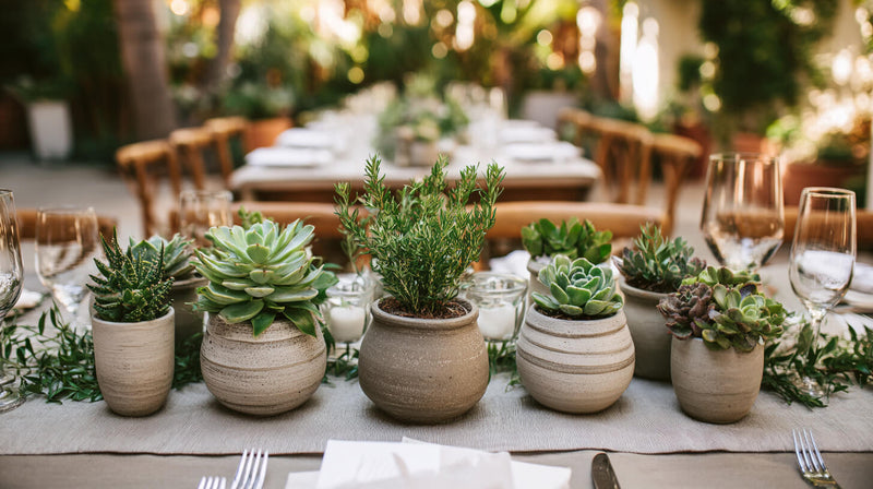 Mini potted plant centerpiece