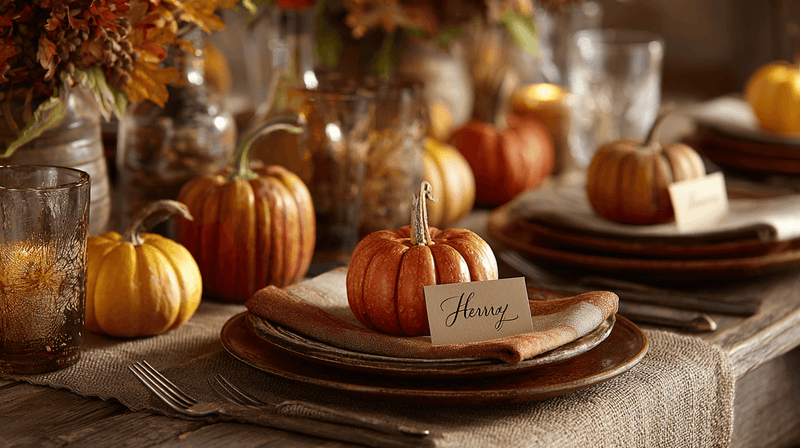 Mini Pumpkins as Place Card Holder