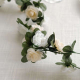 2 Pack 8ft Cream Ivory Artificial Silk Flower Garland Rose Vines with 45 Flower Heads