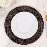 6 Pack Black Glitter Acrylic Charger Plates with Gold Abstract Lines Pattern