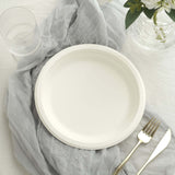 50 Pack | 9inch White Biodegradable Bagasse Dinner Plates,Disposable Sugarcane Party Plates
