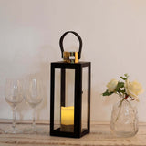 14inch Black & Gold Top Stainless Steel Candle Lantern Centerpiece Outdoor Metal Patio Lantern