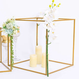 2 Pack | 20inch Square Gold Metal Frame Wedding Flower Stands, Geometric Centerpieces