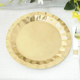 25 Pack | 9inch Geometric Metallic Gold Foil Dinner Paper Plates, Disposable Party Plates - 400 GSM