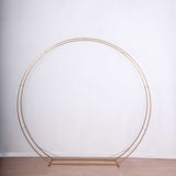 7.5ft Heavy Duty Gold Metal Round Wedding Arbor Floral Balloon Frame, Double Hoop Wedding Arch Photo