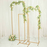 Set of 4 | Gold Metal Frame Wedding Arch, Rectangular Backdrop Stand, Floral Display Frame