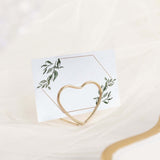 10 Pack | Gold Metal 1" Double Heart Card Holder Stands, Table Number Stands, Wedding Table Place Card Menu Clips