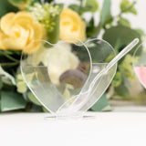 24 Pack | 2oz Mini Clear Disposable Heart-Shaped Pudding Snack Cups with Spoons