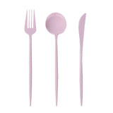 60 Pack Plastic Silverware Set, Lavender Lilac Heavy Duty Disposable Sleek Utensil Cutlery#whtbkgd