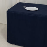 6ft Navy Blue Open Back Fitted Polyester Rectangle Tablecloth, Trade Show Table Cover