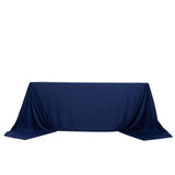 90x156inch Navy Blue Premium Scuba Wrinkle Free Rectangular Tablecloth, Seamless Scuba Polyester