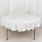 70" White Round 100% Cotton Linen Tablecloth Washable