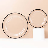 10 Pack Clear Regal Disposable Salad Plates With Black Rim, 7inch Round Plastic Appetizer