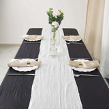  Accordion Crinkle Taffeta Table Runner - White