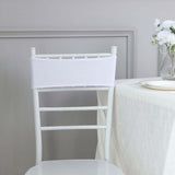 5 pack | 5"x14" White Spandex Stretch Chair Sash with Silver Diamond Ring Slide Buckle