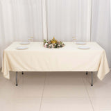 60"x102" Beige Premium Scuba Wrinkle Free Rectangular Tablecloth, Scuba Polyester Tablecloth