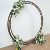 8ft Neutral Brown Wood DIY Round Wedding Arch Backdrop Stand, Rustic Photo Backdrop Stand