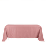 72"x120" Dusty Rose Polyester Rectangle Tablecloth, Reusable Linen Tablecloth