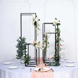 Set of 4 | Matte Black Metal Frame Flower Stand, Wedding Column Centerpieces - 16/24/32/40