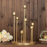 15inch Tall Gold 7-Arm Metal Cluster Round Taper Candelabra