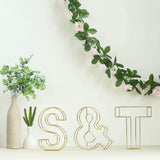 8" Tall | Gold Wedding Centerpiece | Freestanding 3D Decorative Wire Letter | T