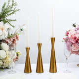 Set of 3 Nordic Hourglass Style Gold Metal Candlestick Holders, Modern European Style Taper