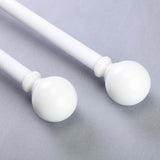 42-126inch Adjustable Curtain Rod Set, White, Round Finials