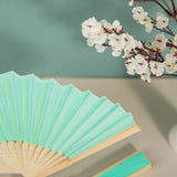 5 Pack Mint Asian Silk Folding Fans Party Favors, Oriental Folding Fan Favors