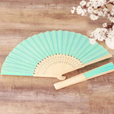 5 Pack Mint Asian Silk Folding Fans Party Favors, Oriental Folding Fan Favors