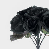 12inches Black Artificial Velvet-Like Fabric Rose Flower Bouquet Bush