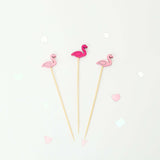 5inch Flamingo Party Picks, Bamboo Skewers, Decorative Top Cocktail Sticks - Fuchsia/Hot Pink | Pink