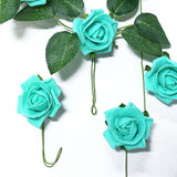 24 Roses | 2inchTurquoise Artificial Foam Flowers With Stem Wire and Leaves