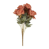 2 Bouquets 17inch Terracotta (Rust) Real Touch Artificial Silk Rose Flower Bushes