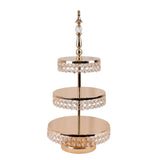 3-Tier Crystal Beaded Gold Metal Cupcake Stand Tower, 26inch Tall Cake Dessert Display Stand