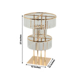 Gold and crystal table lamp, 27 inches tall, 12 inches wide