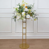 46inch Tall Gold Metal Grand Halo Top Flower Display Stand Pedestal, Large Open Frame