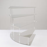 4-Tier Silver Spiral Stairway Acrylic Cupcake Stand with Mirror Finish