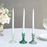 6 Pack Assorted Green Diamond Pattern Glass Pillar Votive Candle Stands