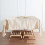 60x60 Beige Seamless Square Satin Tablecloth Overlay