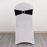 5 Pack Black Spandex Chair Sashes with Gold Diamond Buckles, Elegant Stretch Chair Bands and Slide