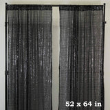 2 Pack | Black Sequin Curtains With Rod Pocket Window Treatment Panels - 52x64inch