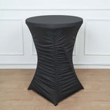 32inch Black Rouched Pleated Heavy Duty Spandex Cocktail Table Cover