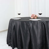 132inch Black Accordion Crinkle Taffeta Seamless Round Tablecloth