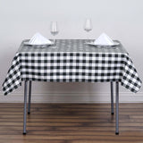 54"x54" White Black Buffalo Plaid Square Table Overlay, Checkered Gingham Polyester Table Overlay