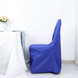 10 Pack Royal Blue Polyester Banquet Chair Covers, Reusable Stain Resistant Slip On Chair Covers