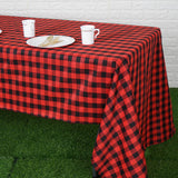 60"x126" Black Red Buffalo Plaid Rectangle Tablecloth, Checkered Polyester Tablecloth