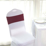 5 pack | 5"x14" Burgundy Spandex Stretch Chair Sash with Silver Diamond Ring Slide Buckle